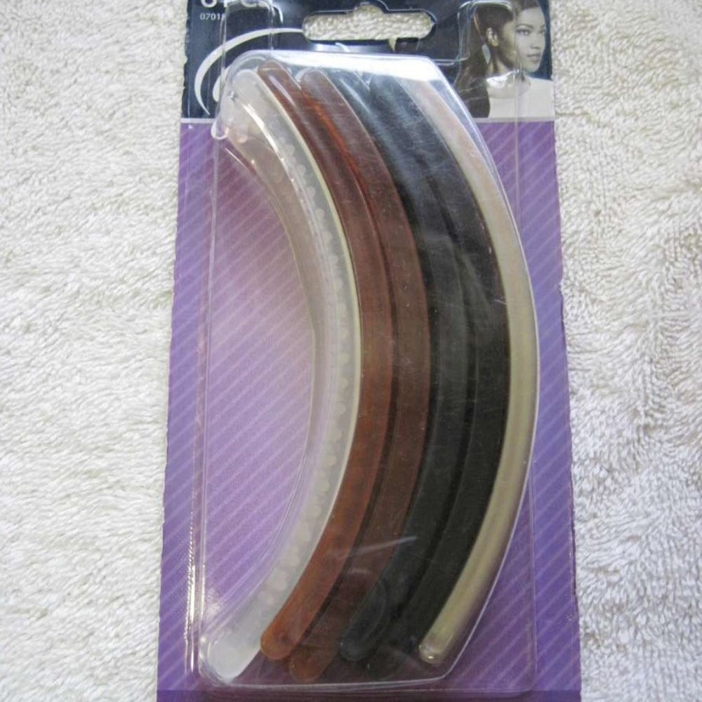 6 Goody 5" Plastic Shelli Banana Clips Hair Updo Frosted Black Brown Tortoise